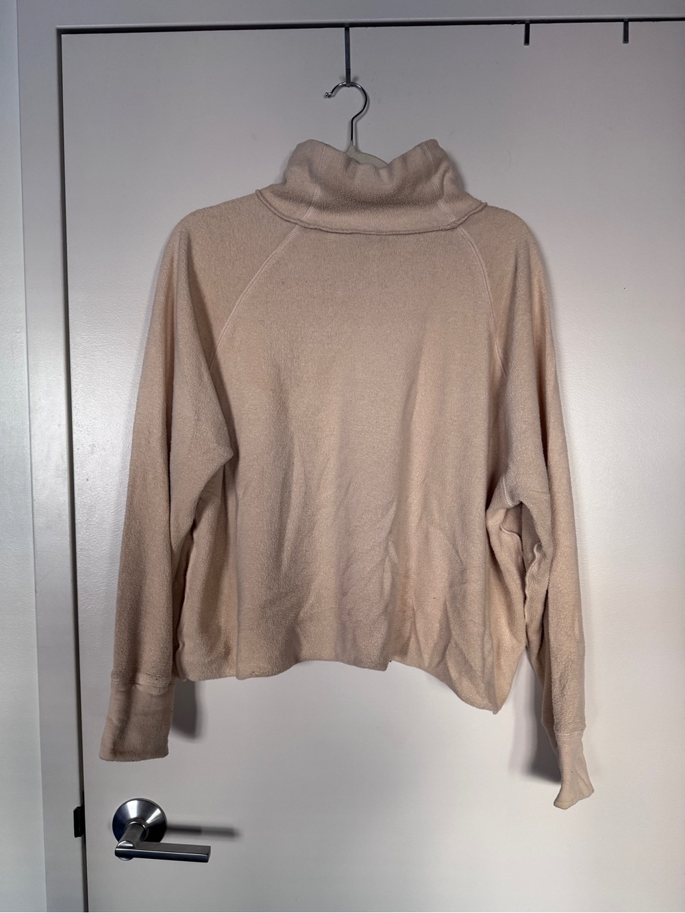 Free People Beige fleece Turtleneck Pullover